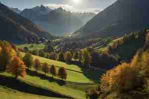 PSD schöne landschaft mit bergen und wäldern im herbst