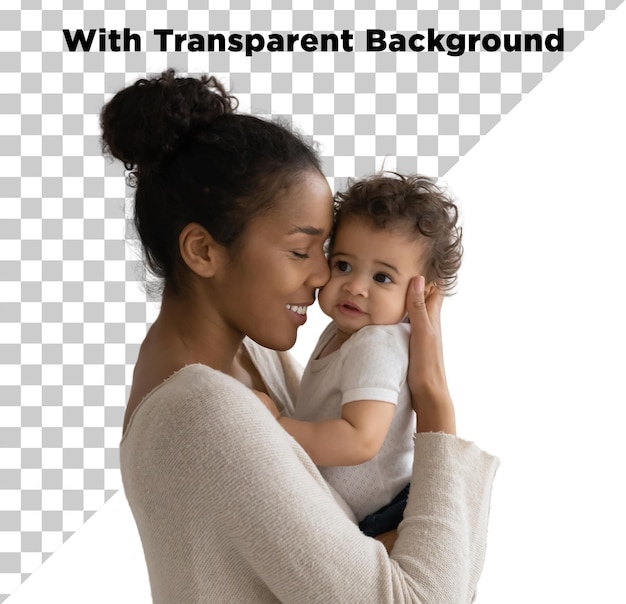 Schöne Mutter und Baby PNG PSD isoliert auf durchsichtigem Hintergrund