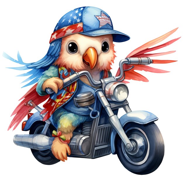 PSD schöne parrot amerikanische motorrad-clipart-illustration