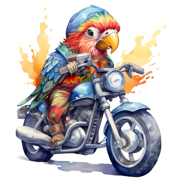 PSD schöne parrot amerikanische motorrad-clipart-illustration