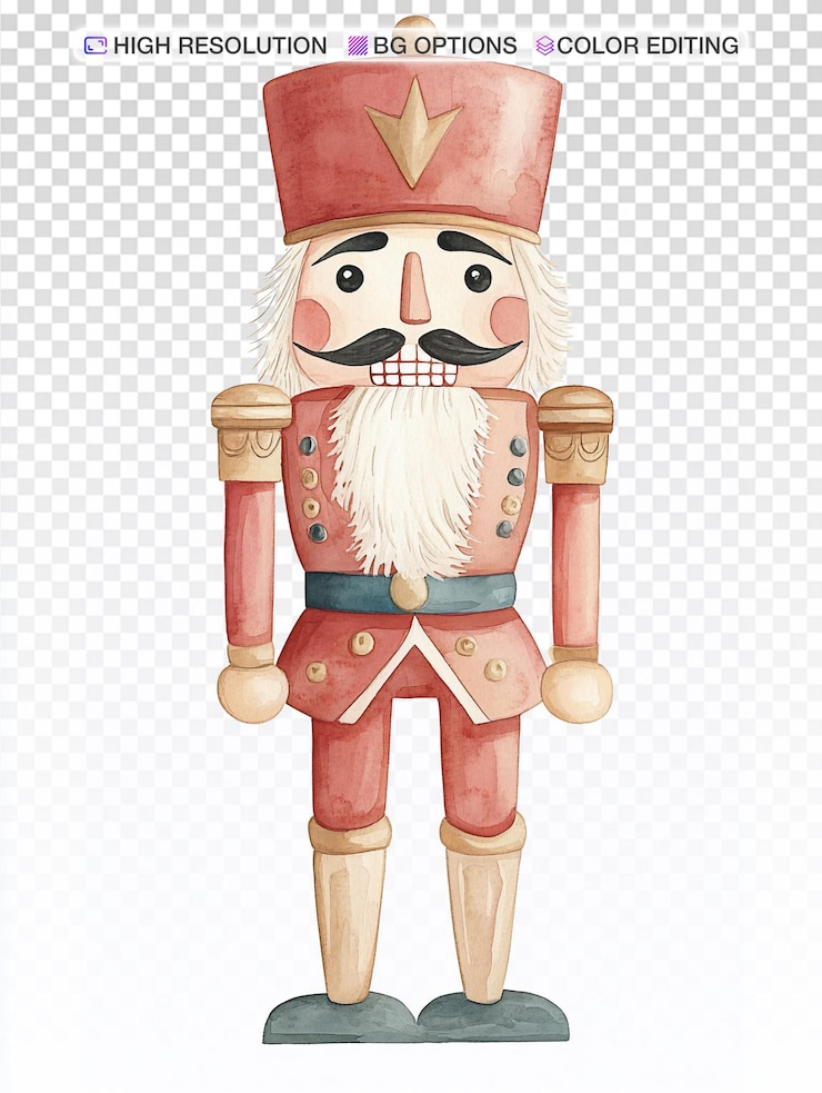 PSD schöne pastell-nussknacker-wasserfarben-clipart für kinderzimmerdekorationen