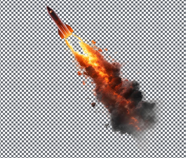 Schöne Raketen starten in den Himmel, isoliert auf durchsichtigem Hintergrund