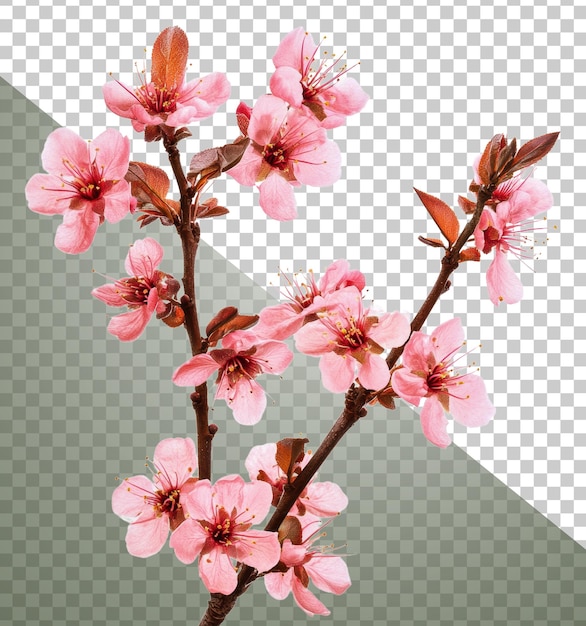 Schöne rosa Kirschblütenzweige in voller Blüte ausgeschnitten