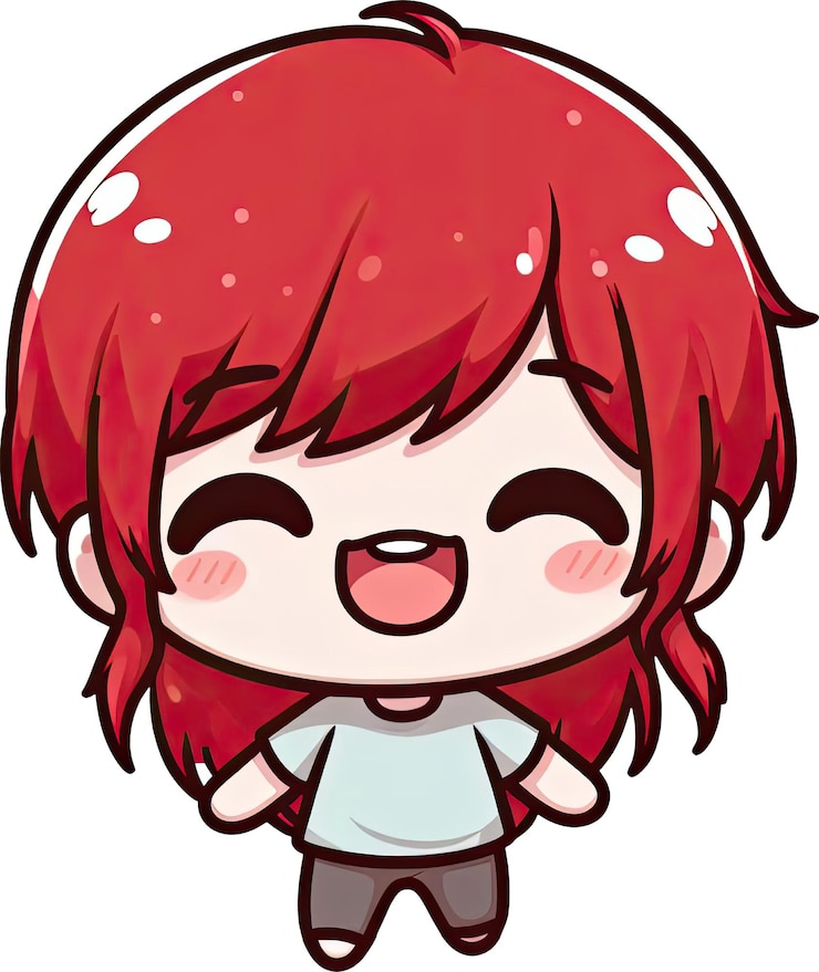 PSD schöne rothaarige mädchen chibi illustration
