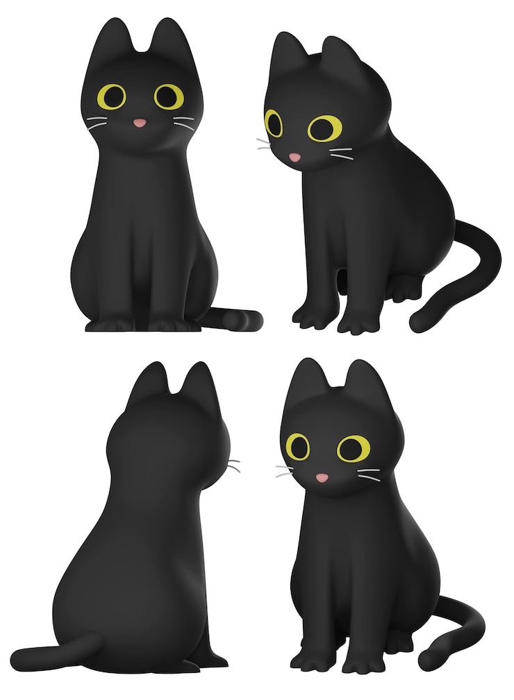 PSD schöne schwarze katze sitzt 3d-bild