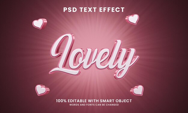 PSD schöne texteffektvorlage mit 3d-liebe