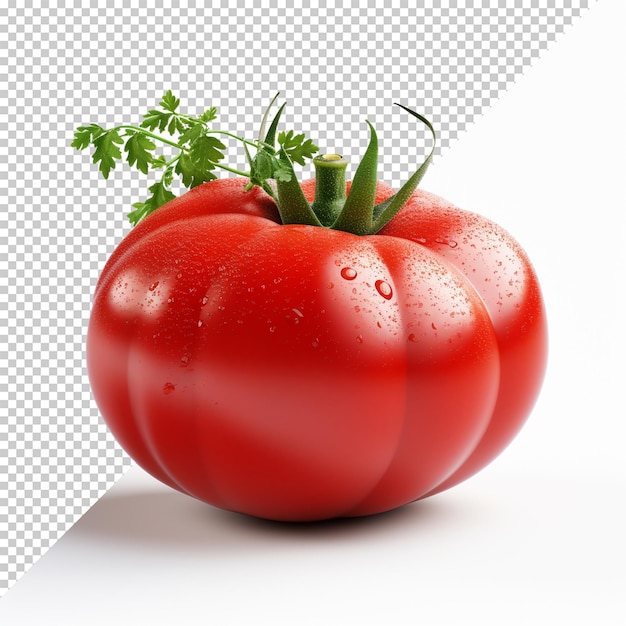 Schöne tomate auf durchsichtigem hintergrund