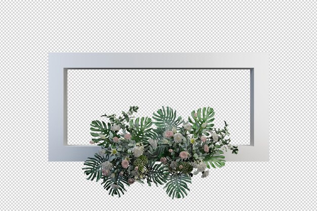 Schöne verschiedene arten von blumen in 3d-rendering isoliert