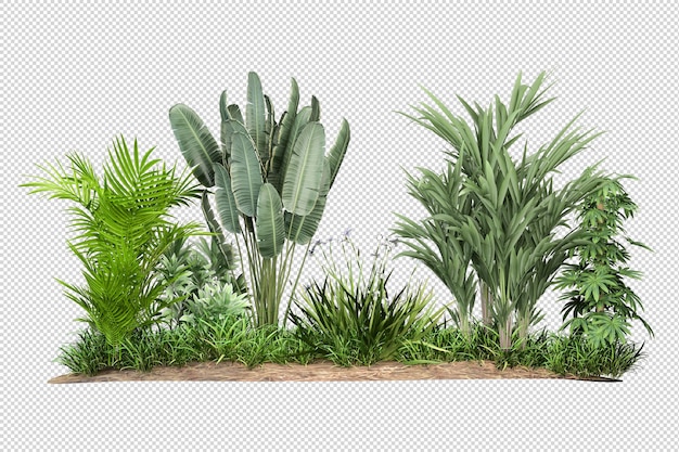 Schöne verschiedene Arten von Blumen in 3D-Rendering isoliert