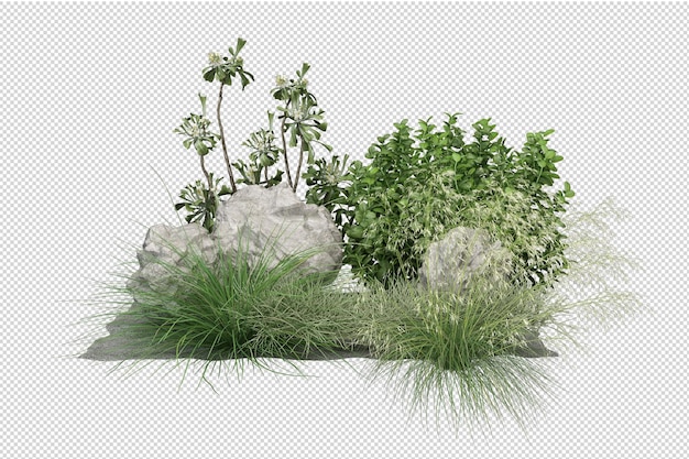 Schöne verschiedene Arten von Blumen in 3D-Rendering isoliert
