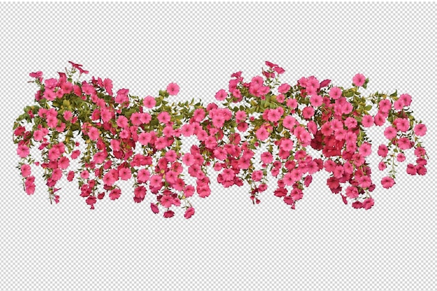 Schöne verschiedene Arten von Blumen in 3D-Rendering isoliert