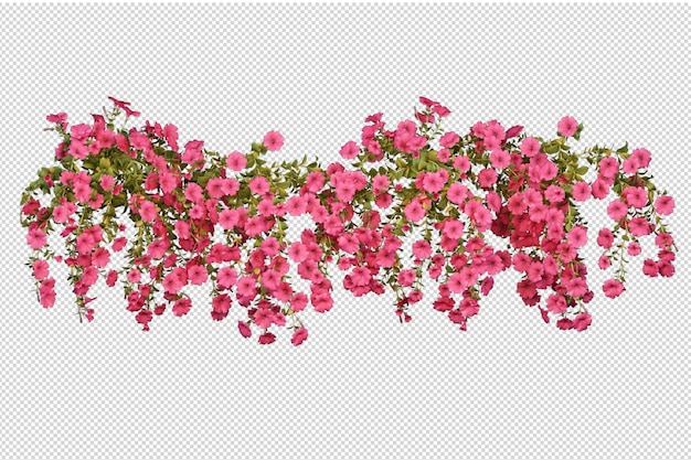 PSD schöne verschiedene arten von blumen in 3d-rendering isoliert