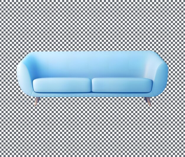 Schöne weiche blaue Sofa isoliert auf transparentem Hintergrund