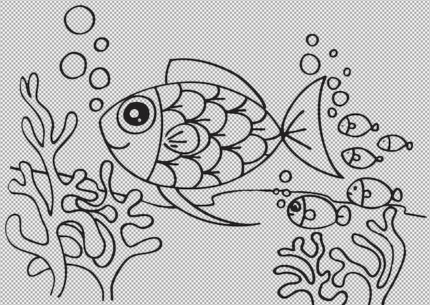 Schöne Zeichentrickfilme Fische im Meer Malerei Illustration für Kinder
