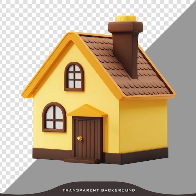 Schöne Zeichentrickfilme Gelbes Haus auf durchsichtigem Hintergrund