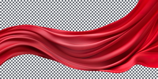 Schöner fliegender roter Seidenstoff isoliert transparenter Hintergrund