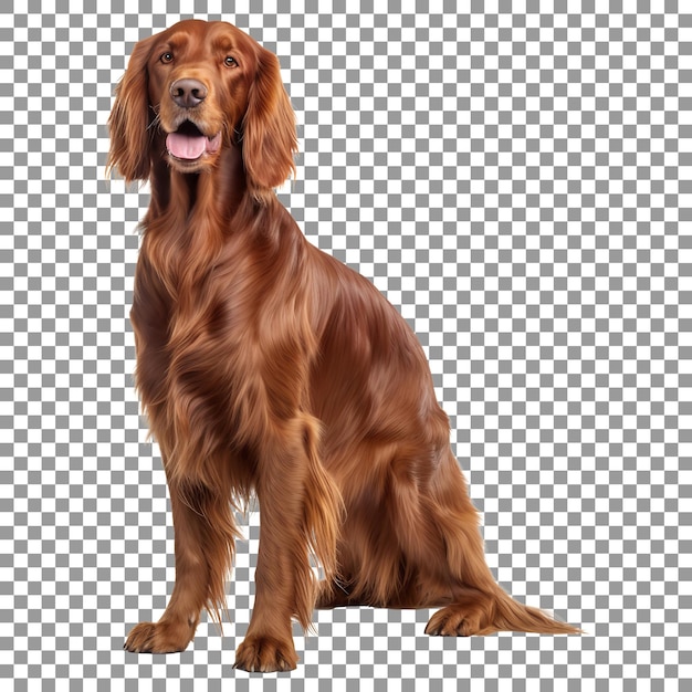 Schöner irischer Setter-Hund isoliert auf transparentem Hintergrund
