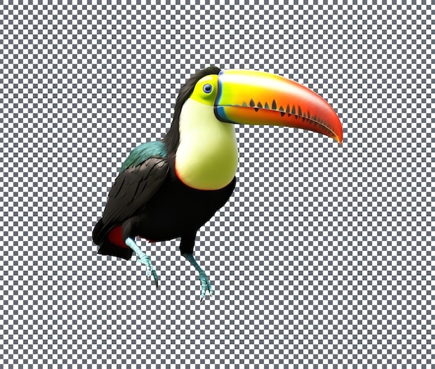 Schöner Vogel Tucan isoliert auf durchsichtigem Hintergrund
