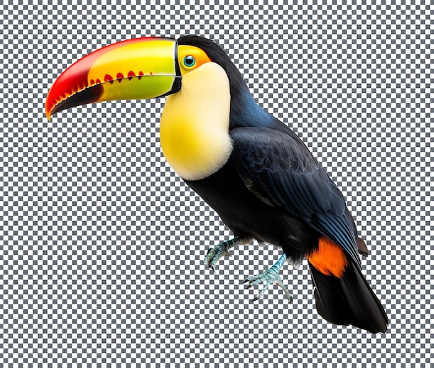 Schöner Vogel Tucan isoliert auf durchsichtigem Hintergrund