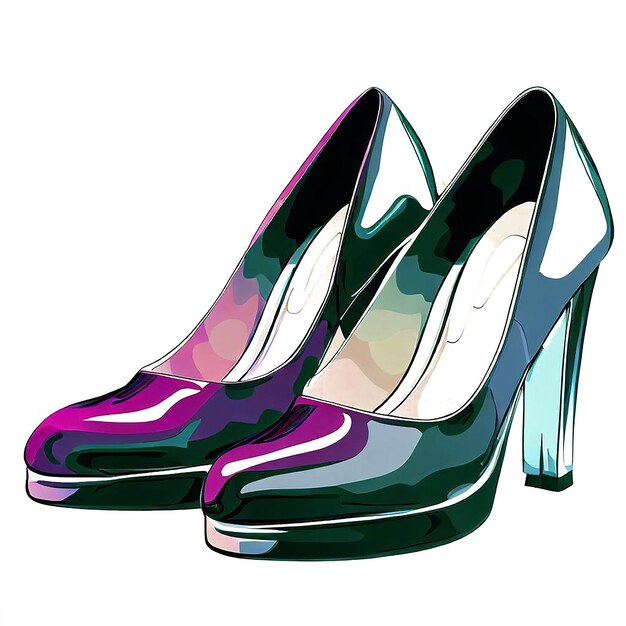 Schönes porträt bunte frau high heels ai vektorkunst digitale illustration bild