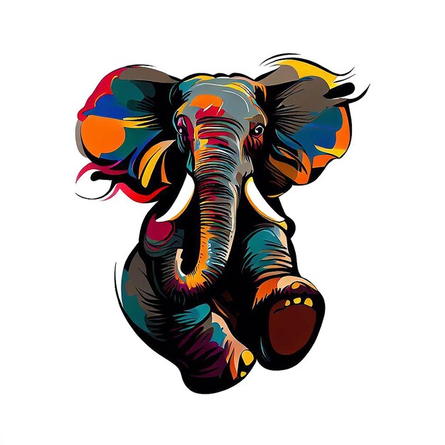 PSD schönes porträt bunter elefant elefant symbol avatar ai vektor illustration bild tapete