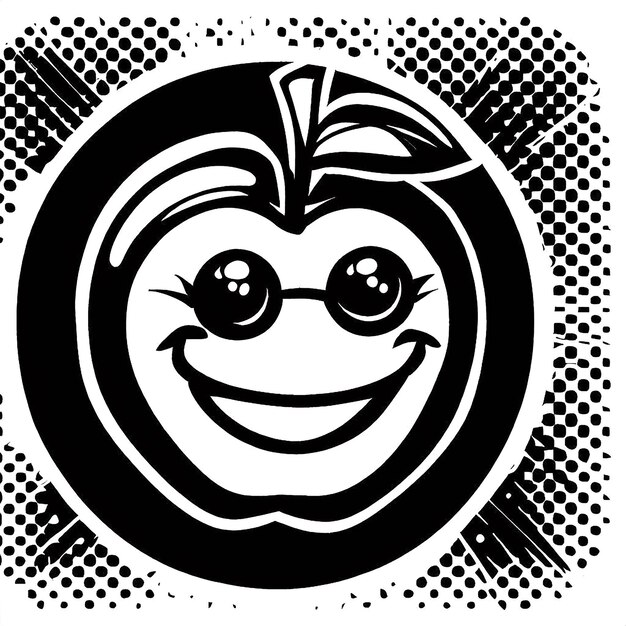 PSD schönes porträt lachendes apple-symbol ai vektorkunst digitales illustrationsbild