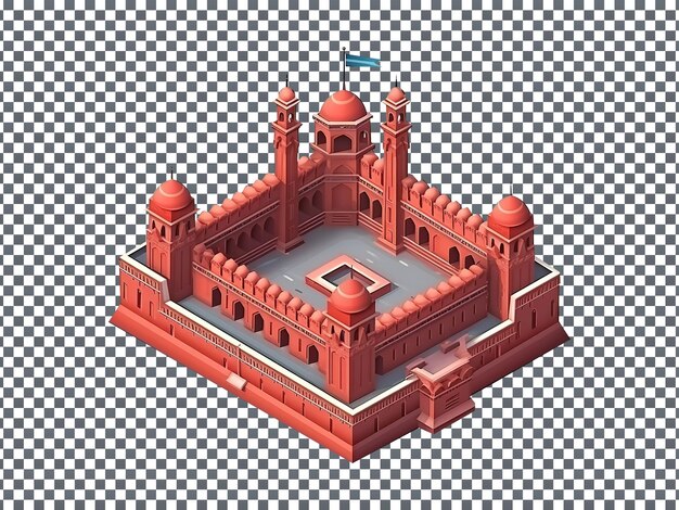 PSD schönes redfort 3d-modell isoliert auf einem transparenten hintergrund