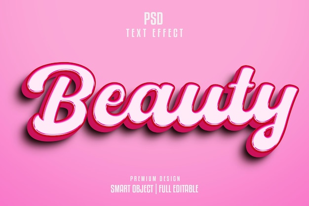 Schönheit bearbeitbarer 3D-Texteffektstil rosa