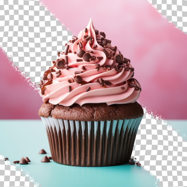 Schokoladen-Cupcake mit Feuchtigkeit auf transparentem Hintergrund