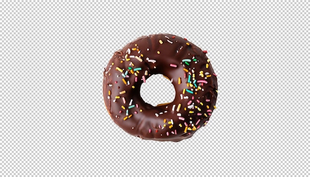 Schokoladen donut mit sprinkle auf durchsichtigem hintergrund