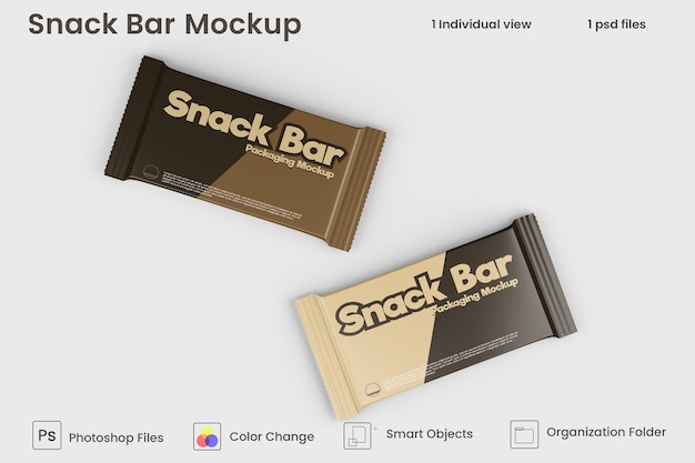 PSD schokoladen-snackbar-verpackungsmodelldesign