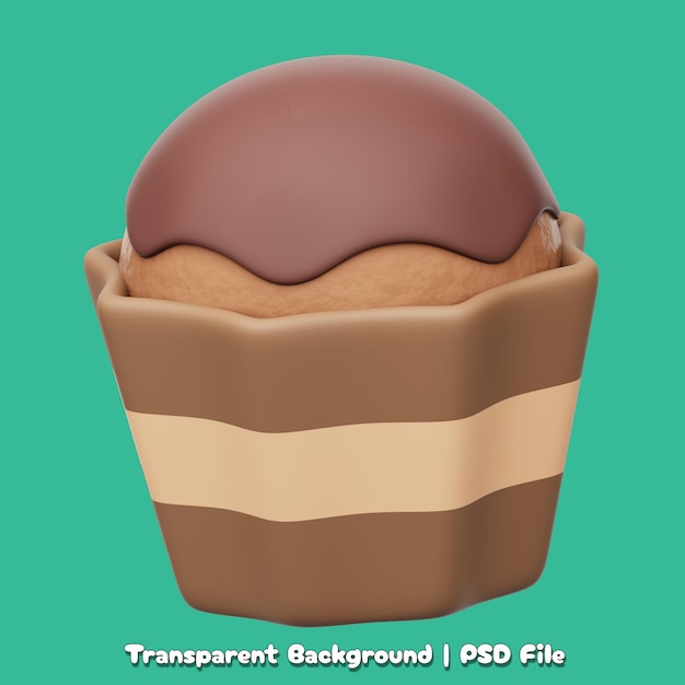 Schokoladenkuchen 3D-Symbol Isolierter durchsichtiger Hintergrund