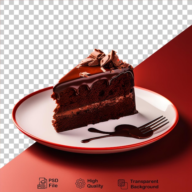 Schokoladenkuchen auf einer platte, isoliert auf durchsichtigem hintergrund, einschließlich png-datei