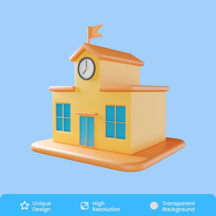 PSD school 3d illustration