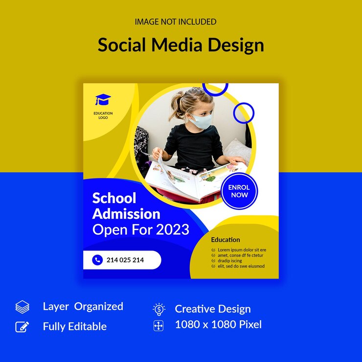 School Admission Social Media Post Design