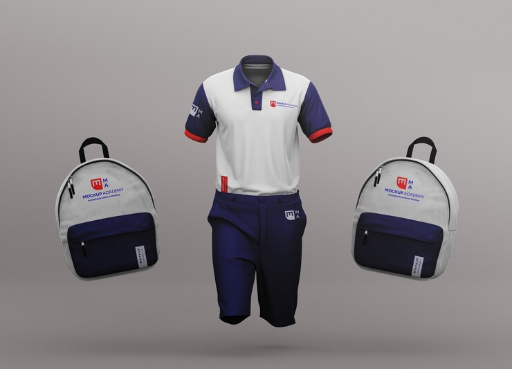 PSD school backpack and clothing mockup