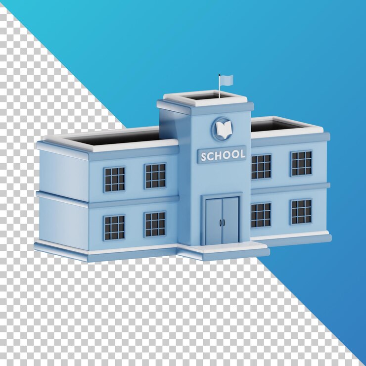 PSD school building 3d high quality render transparent background education 3d pack