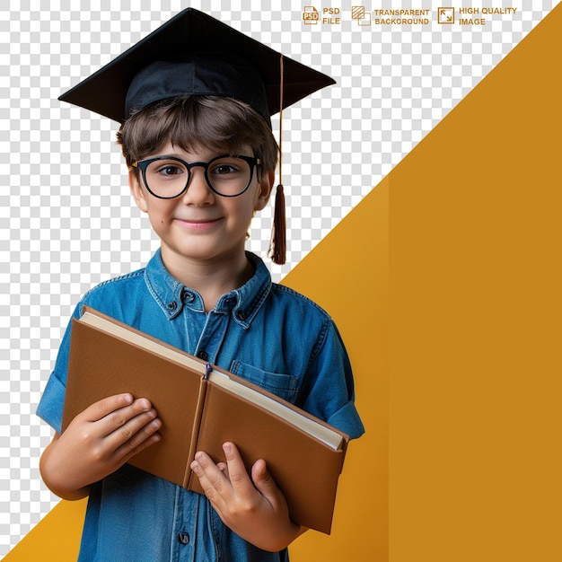 PSD school kid with book png and jpg