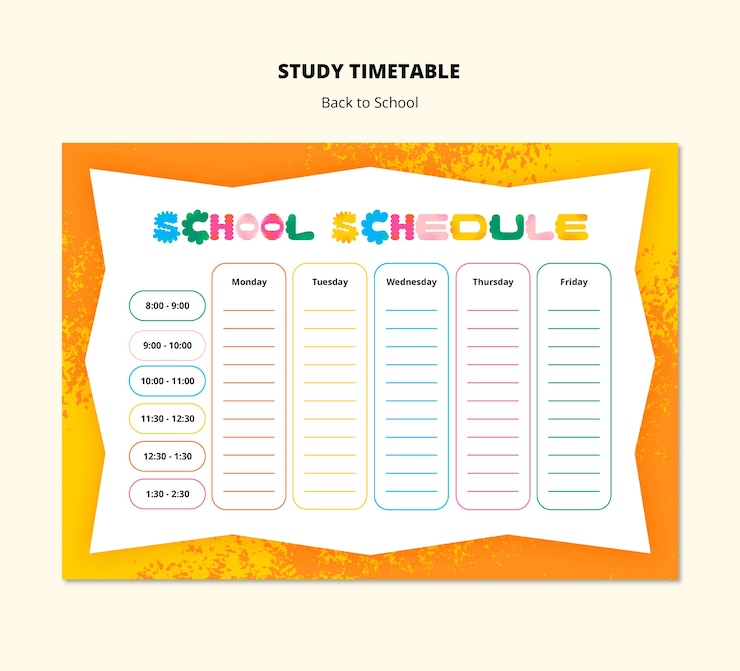 PSD school schedule timetable template for students
