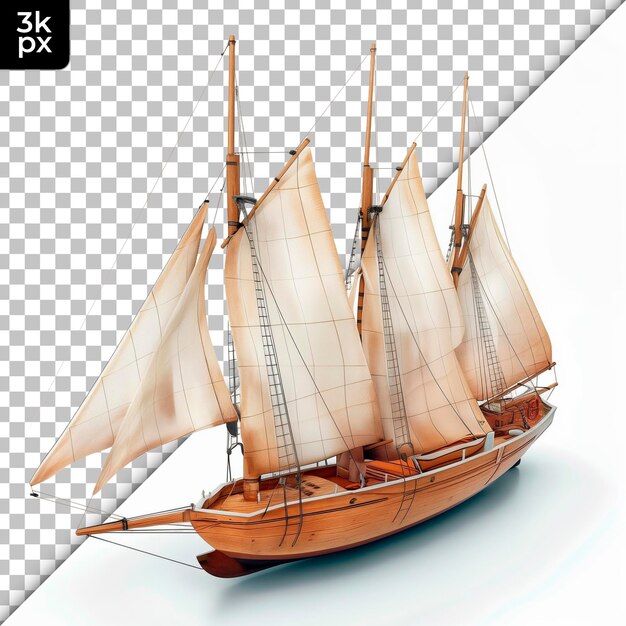 PSD schooner isolado em um fundo transparente