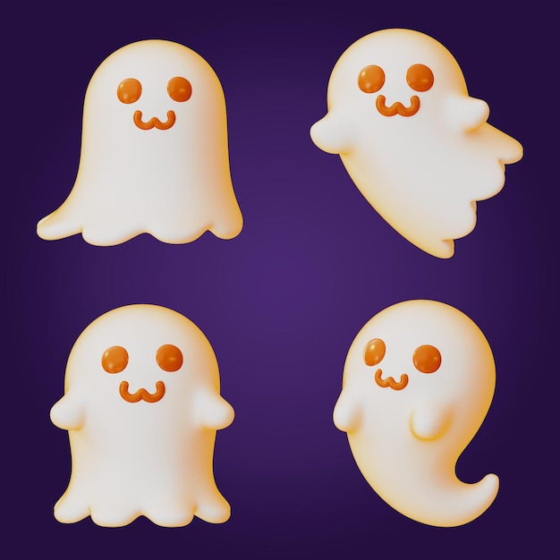 Schreckliche 3D-Halloween-Geister-Ikonen