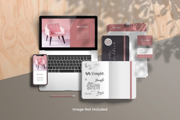 Schreibwaren branding identity mockup scene creator