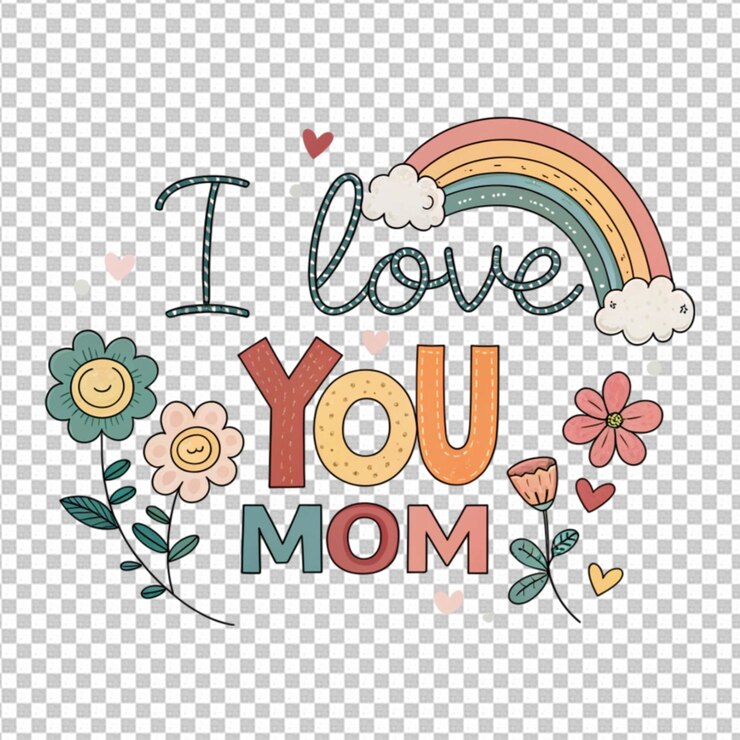 PSD schriftzüge ich liebe dich, mama farbige typografie design