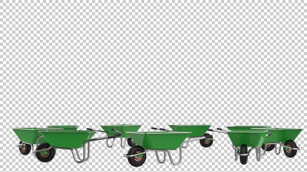Schubkarre isoliert auf durchsichtigem hintergrund 3d-rendering-illustration