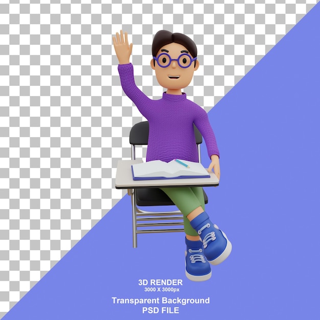 Schüler 3D-Charakter fragen