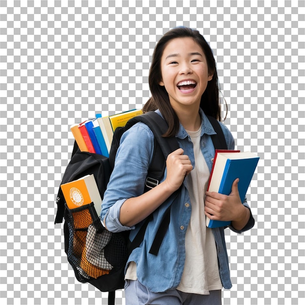 Schüler tragen Bücher, die auf einem weißen Hintergrund isoliert sind