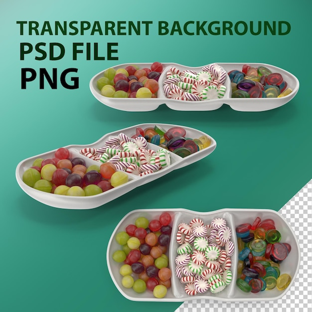 Schüssel mit gemischten Bonbons PNG