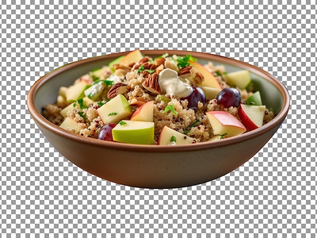 PSD schüssel mit leckerem waldorf-quinoa-salat mit transparentem hintergrund