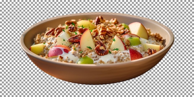 PSD schüssel mit leckerem waldorf-quinoa-salat mit transparentem hintergrund