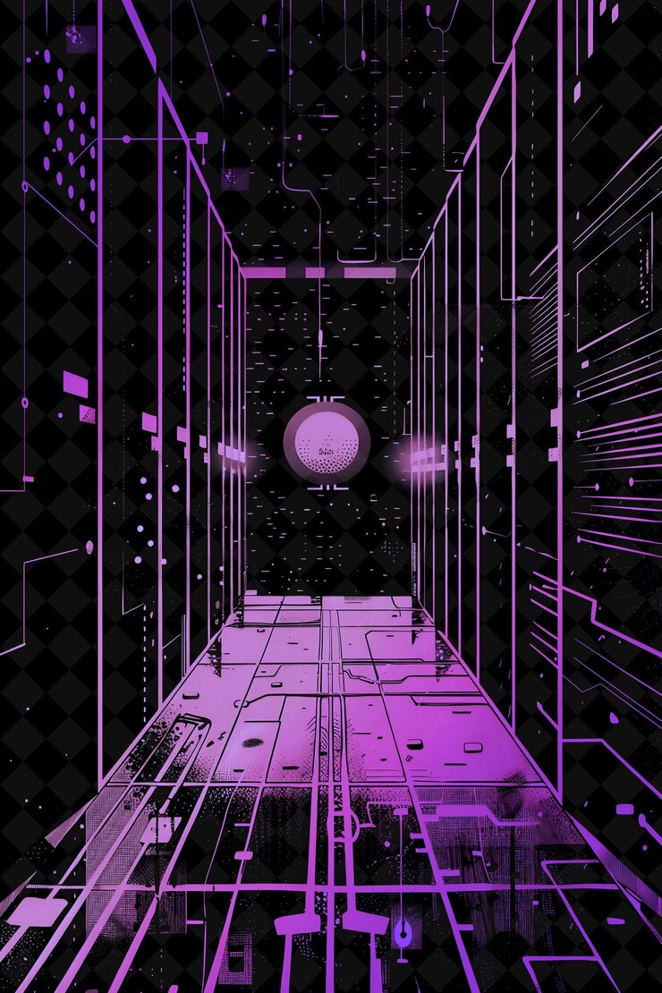 PSD schule cybersecurity night mit einem bitcoin-themen-hacking-sim flat illustration hintergrunddesign
